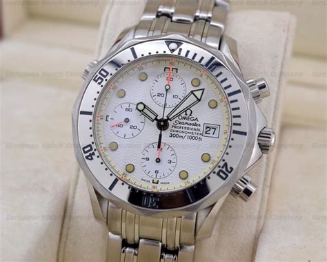 omega seamaster chronograph white face.